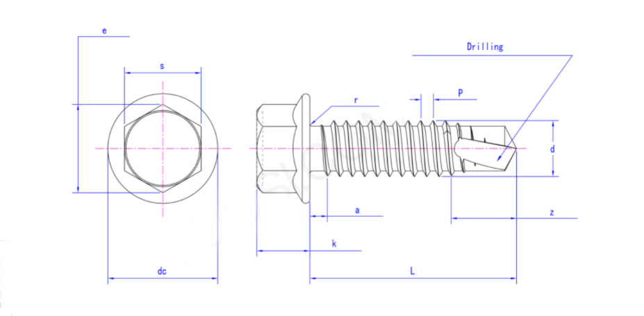 Colored zinc plated hexagonal flange self-drilling screws - Finexpress Hardware Fasteners Co.,Ltd. - One stop procurement of screws, nuts, and hardware components