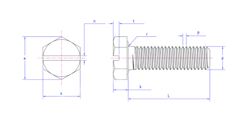 304 stainless steel hexagonal slotted half thread thin shank bolt - Finexpress Hardware Fasteners Co.,Ltd. - One stop procurement of screws, nuts, and hardware components