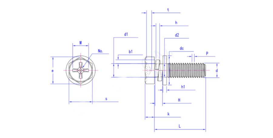 Colored zinc plated cross recessed hexagonal head bolt, spring washer and flat washer combination GB - Finexpress Hardware Fasteners Co.,Ltd. - One stop procurement of screws, nuts, and hardware components